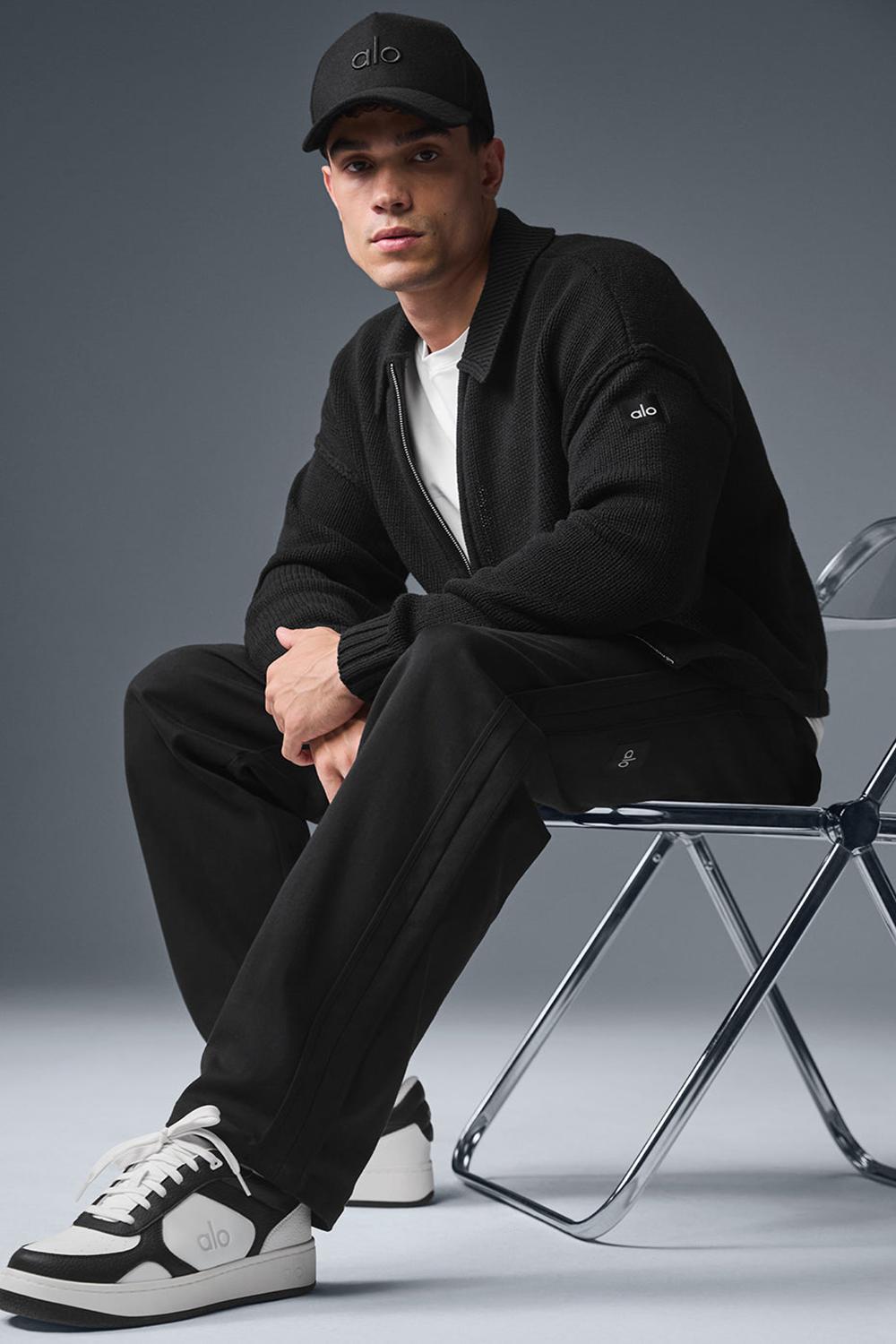 Black Men Alo Yoga Heritage Full Zip Sweater | Australia  52370-UHTR
