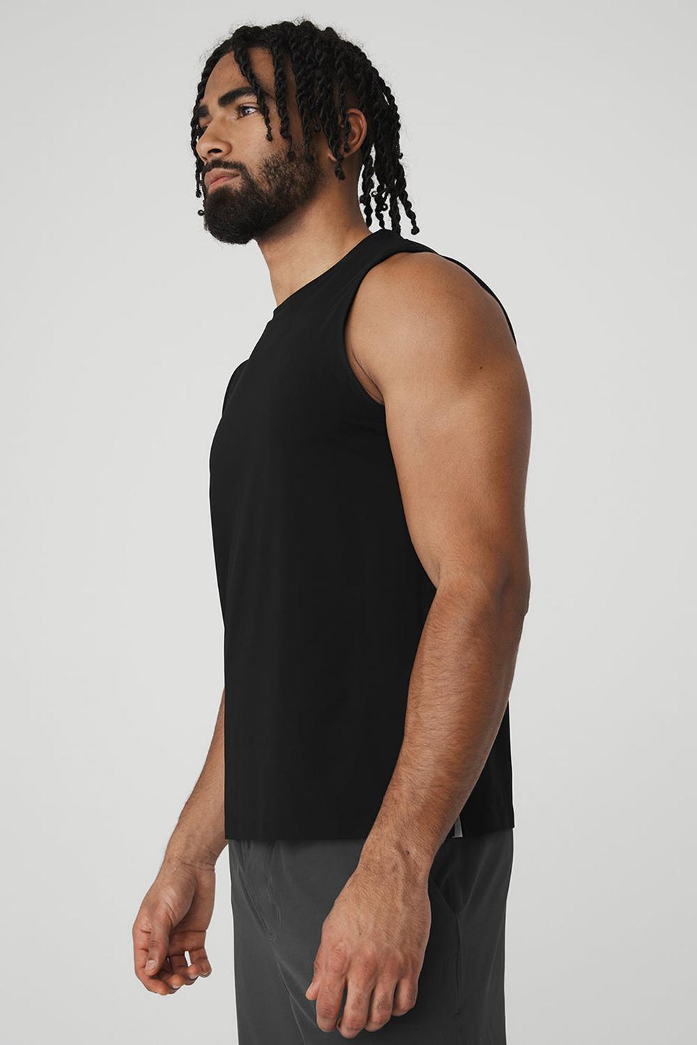 Black Men Alo Yoga Idol Performance Tank | Australia  39064-PKQZ