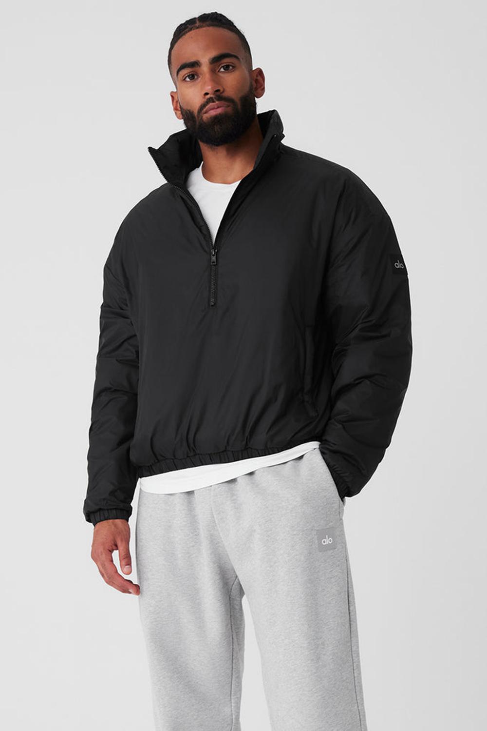 Black Men Alo Yoga Latitude Light Weight 1/2 Zip Pullover Jacket | Australia  38027-MGSA