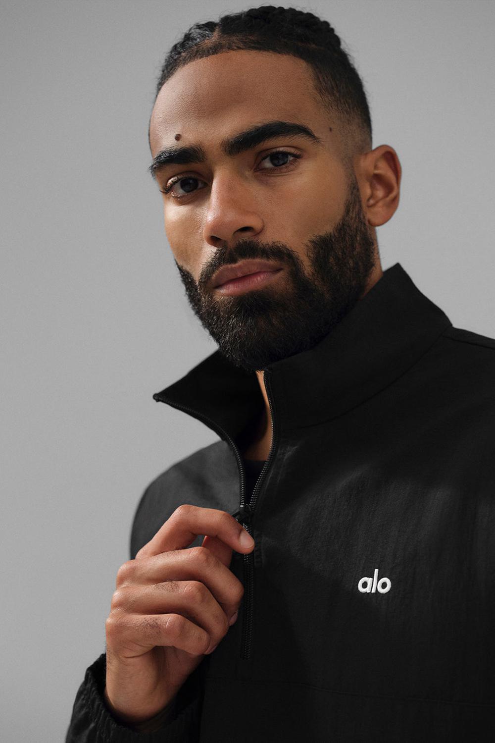 Black Men Alo Yoga Lightweight Takeaway Track Pullover | Australia  37924-FIOR