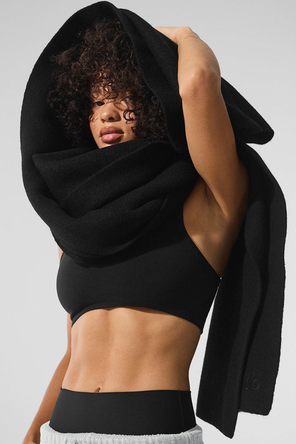 Black Men Alo Yoga Merino Wool Oversized Scarf | Australia  31678-RZIG