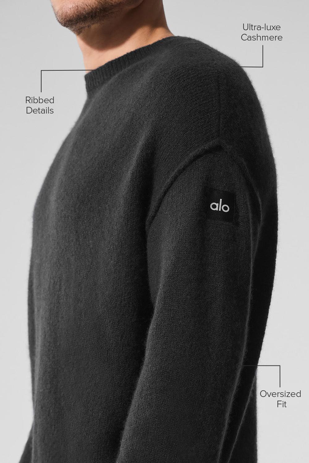 Black Men Alo Yoga New Class Cashmere Crewneck Sweater | Australia  76309-KIRY