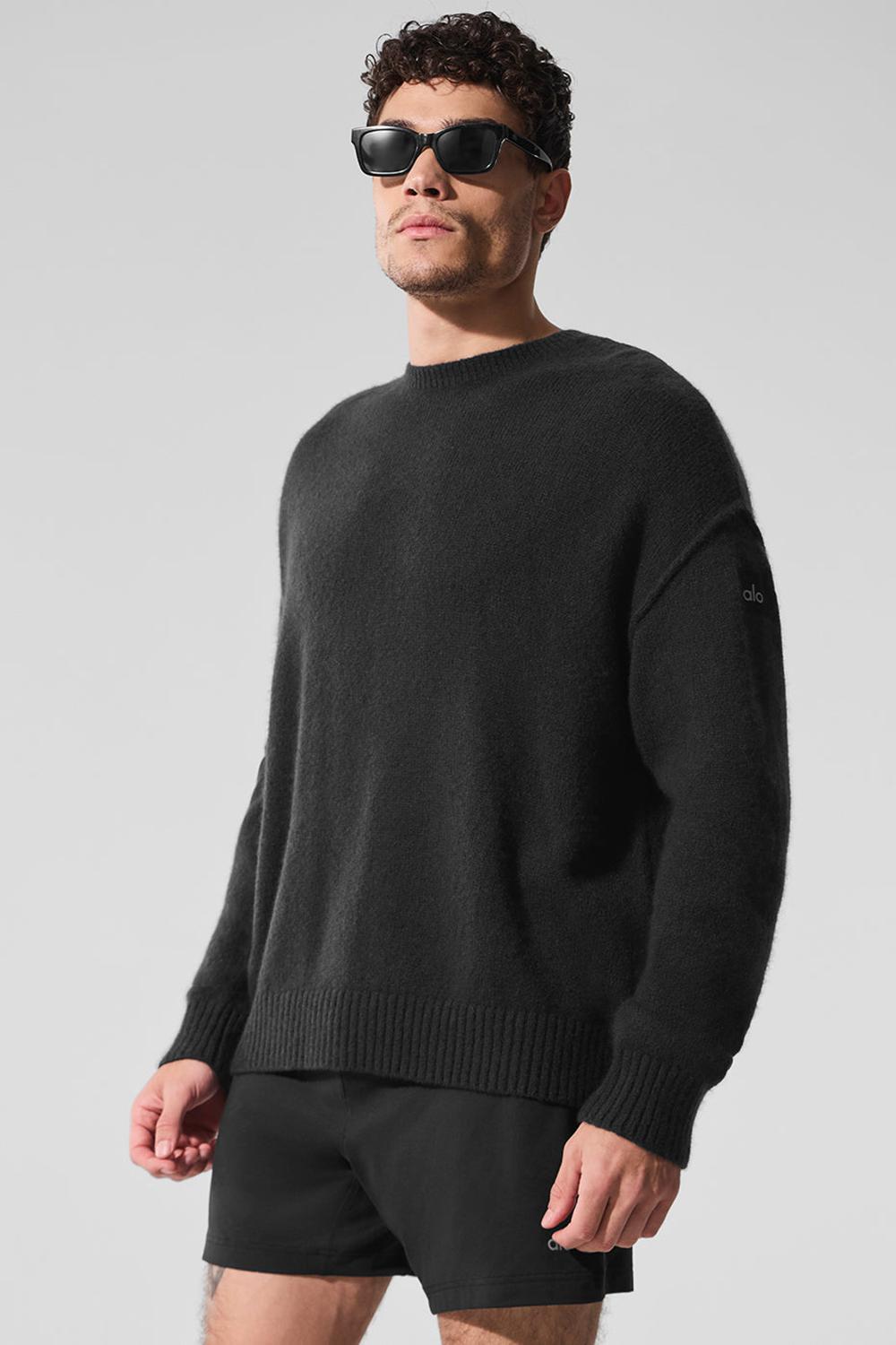 Black Men Alo Yoga New Class Cashmere Crewneck Sweater | Australia  76309-KIRY