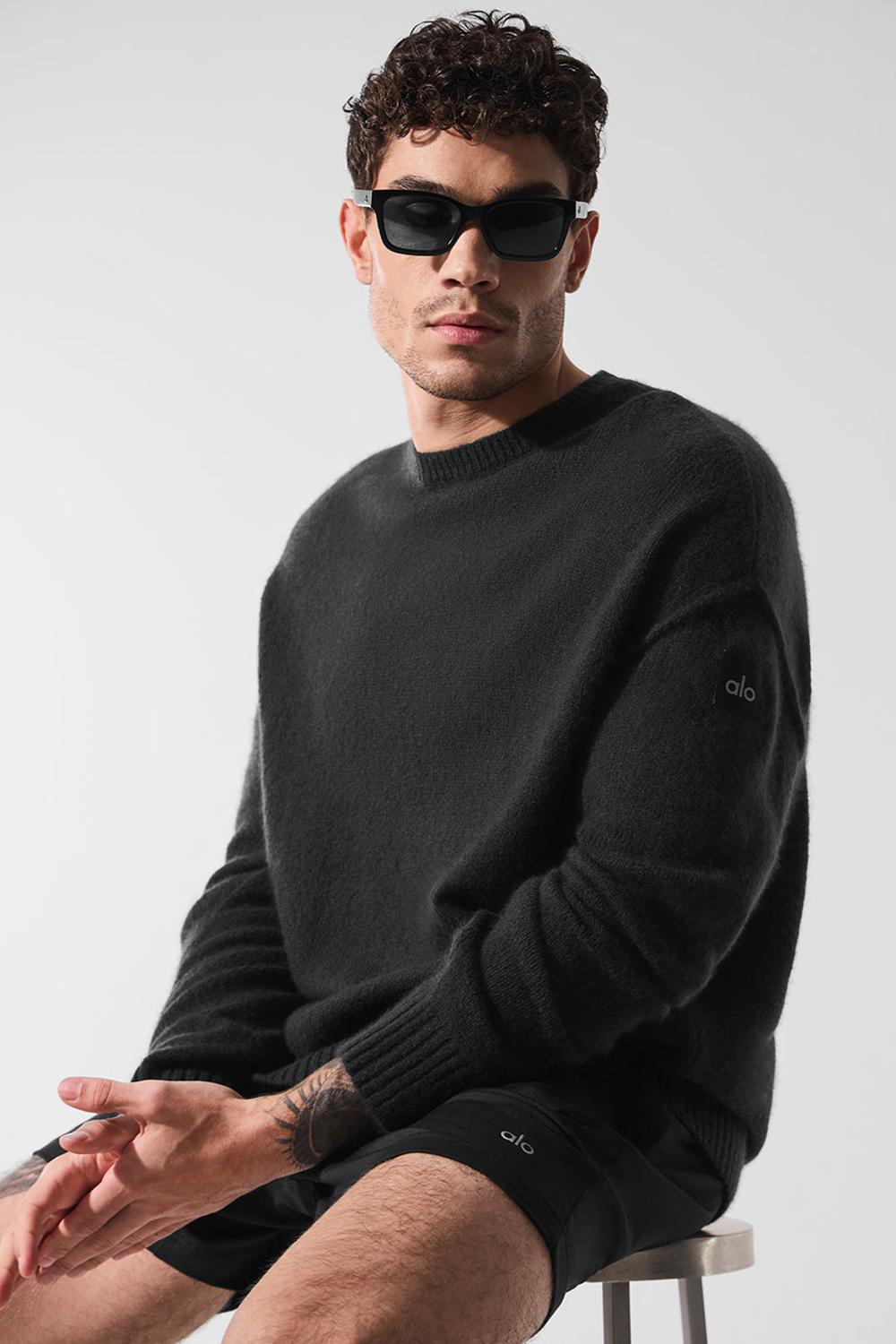 Black Men Alo Yoga New Class Cashmere Crewneck Sweater | Australia  76309-KIRY