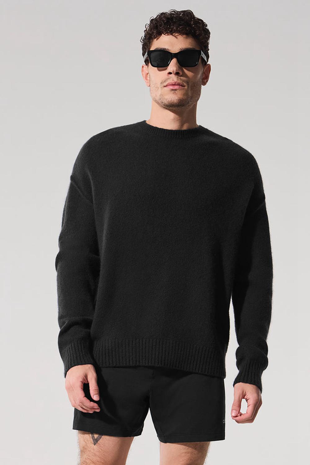 Black Men Alo Yoga New Class Cashmere Crewneck Sweater | Australia  76309-KIRY