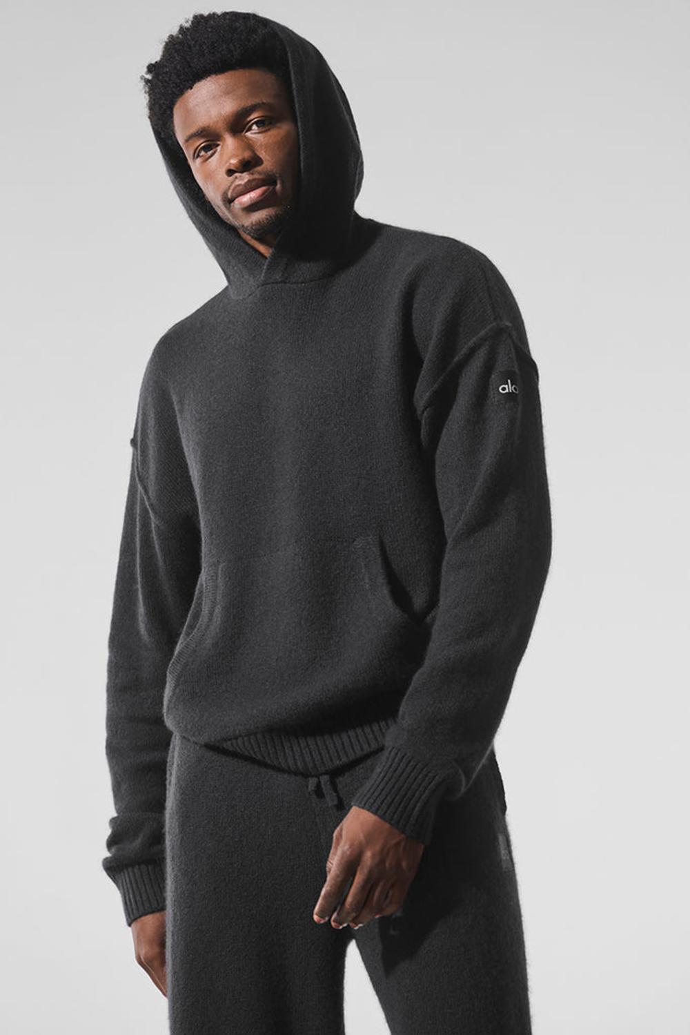 Black Men Alo Yoga New Class Cashmere Hoodie | Australia  69075-BNMI