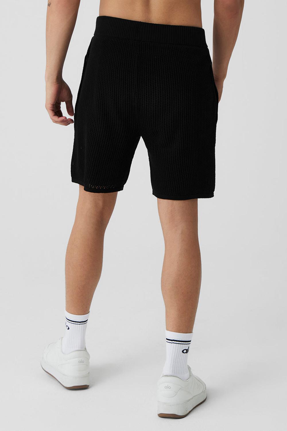 Black Men Alo Yoga Open-Knit Short | Australia  32806-VJHS