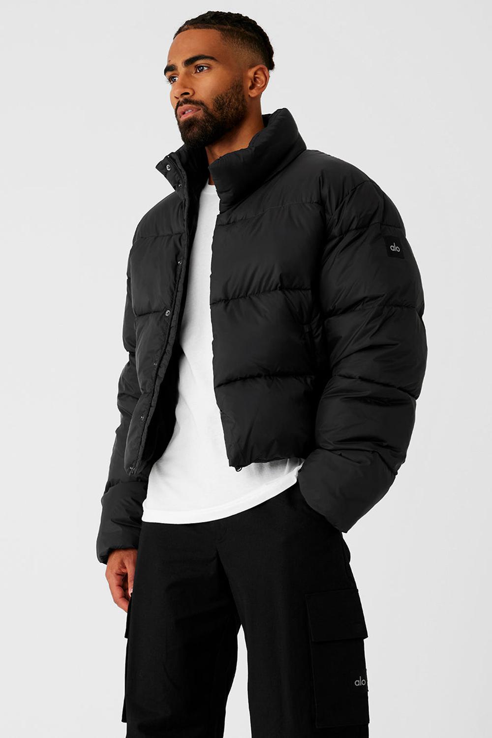 Black Men Alo Yoga Platinum Puffer Jacket | Australia  80561-BTVS