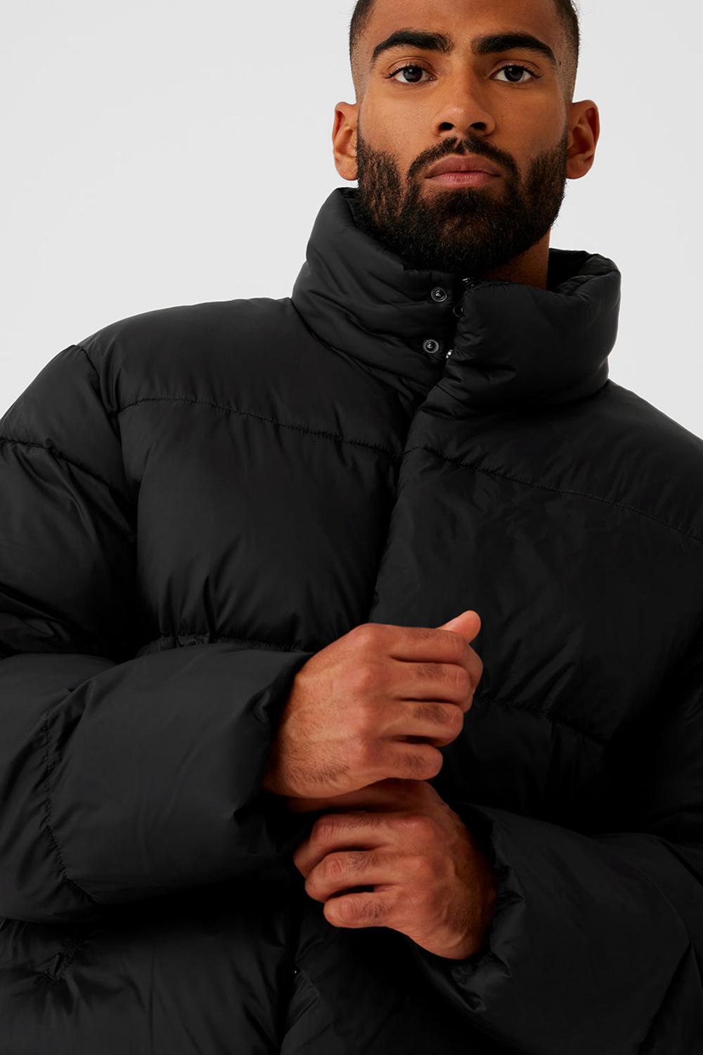 Black Men Alo Yoga Platinum Puffer Jacket | Australia  80561-BTVS