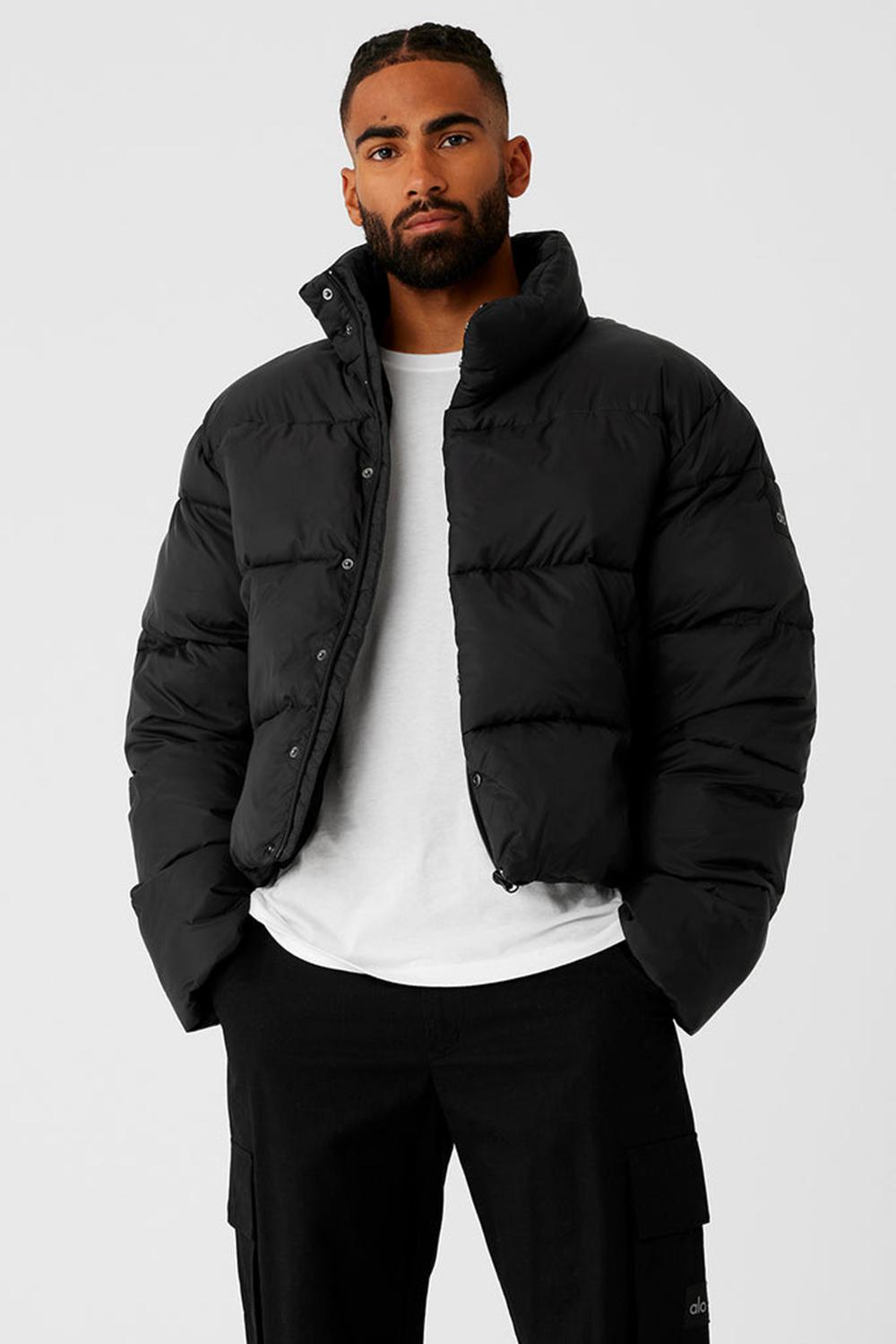 Black Men Alo Yoga Platinum Puffer Jacket | Australia  80561-BTVS
