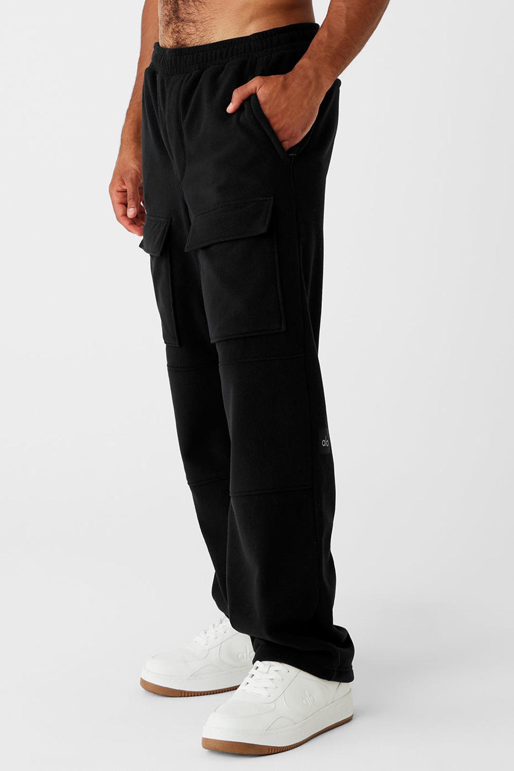 Black Men Alo Yoga Polar Fleece Ridge Cargos Pant | Australia  65970-LWBV