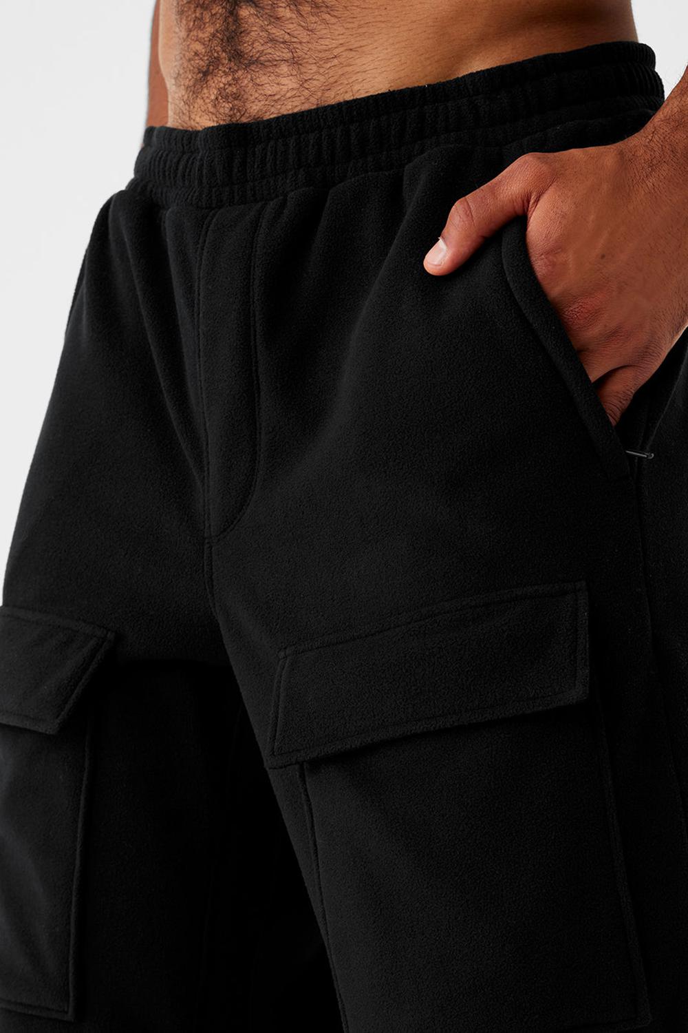 Black Men Alo Yoga Polar Fleece Ridge Cargos Pant | Australia  65970-LWBV