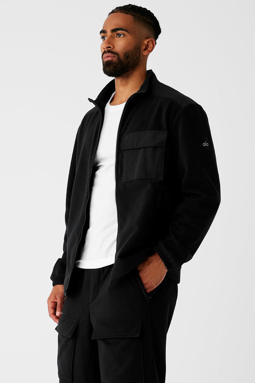 Black Men Alo Yoga Polar Fleece Ridge Full Zip Jacket | Australia  67340-YVXZ