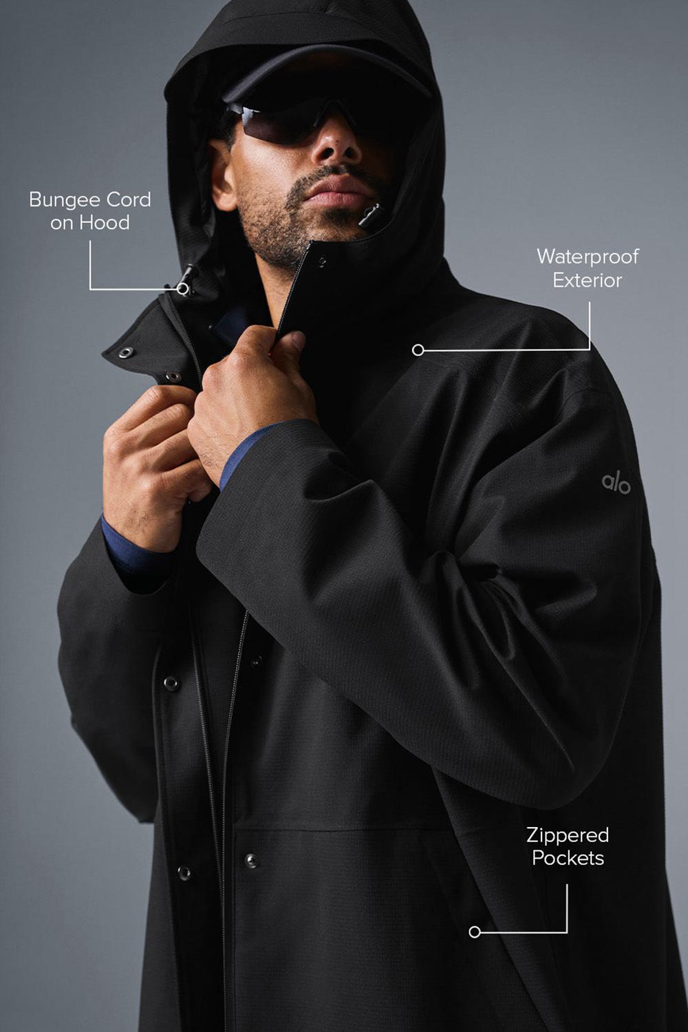 Black Men Alo Yoga Rain Or Shine Long Coat | Australia  47635-FXYH
