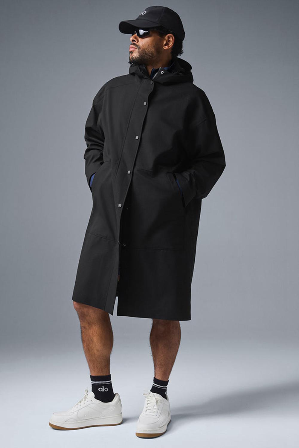 Black Men Alo Yoga Rain Or Shine Long Coat | Australia  47635-FXYH