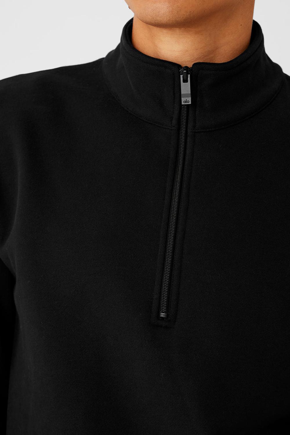 Black Men Alo Yoga Renown Heavy Weight 1/4 Zip Hoodie | Australia  50632-QPLA