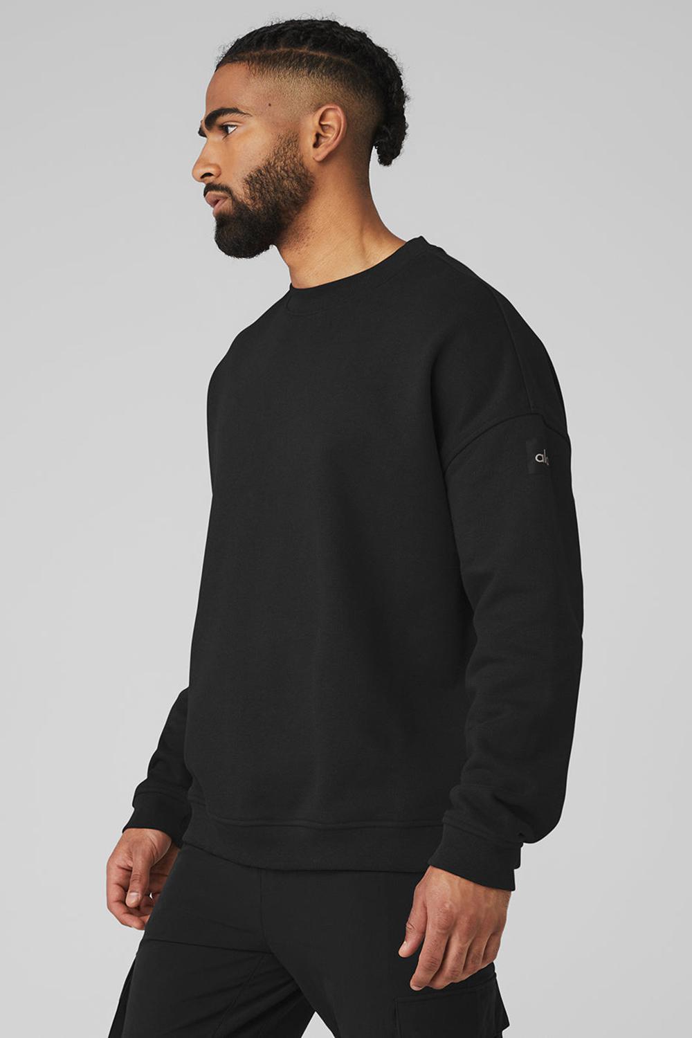 Black Men Alo Yoga Renown Heavy Weight Crew Neck Pullover | Australia  25936-BHPX