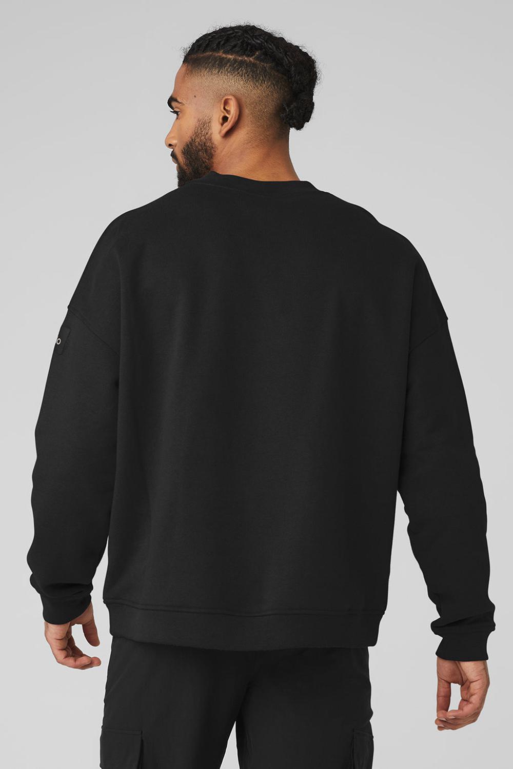 Black Men Alo Yoga Renown Heavy Weight Crew Neck Pullover | Australia  25936-BHPX