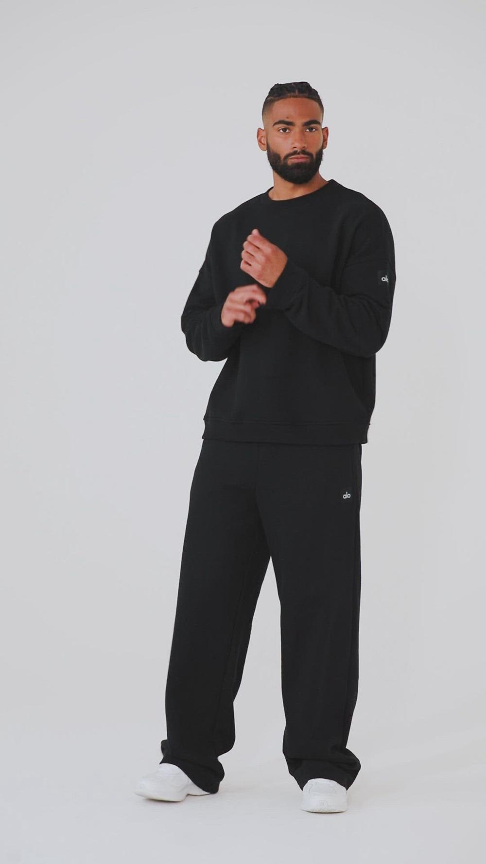 Black Men Alo Yoga Renown Heavy Weight Crew Neck Pullover | Australia  25936-BHPX