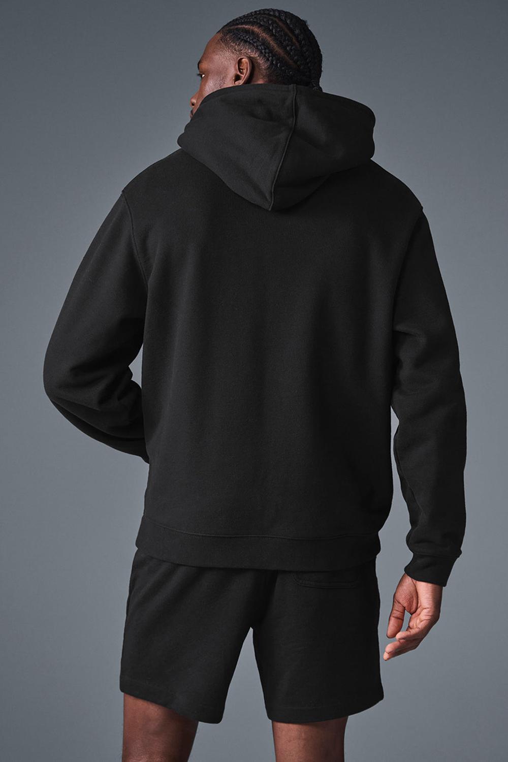 Black Men Alo Yoga Renown Heavy Weight Full Zip Hoodie | Australia  49305-HZUN