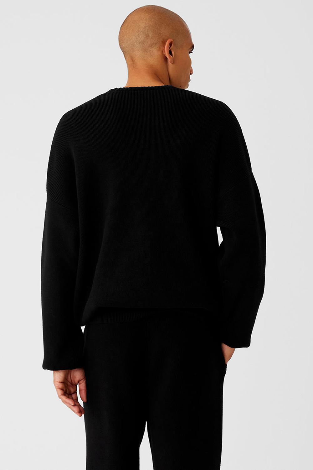 Black Men Alo Yoga Scholar Crew Neck Sweater | Australia  09435-KYNL