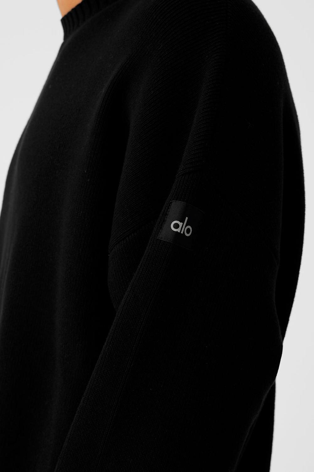 Black Men Alo Yoga Scholar Crew Neck Sweater | Australia  09435-KYNL