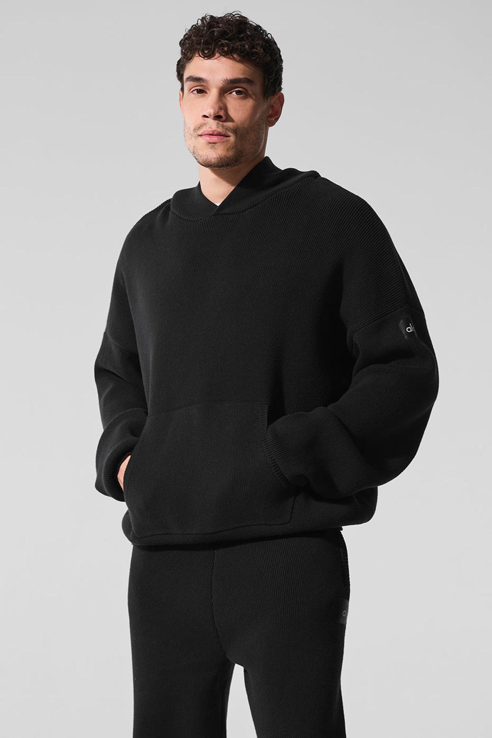 Black Men Alo Yoga Scholar Hooded Sweater | Australia  39042-WITO
