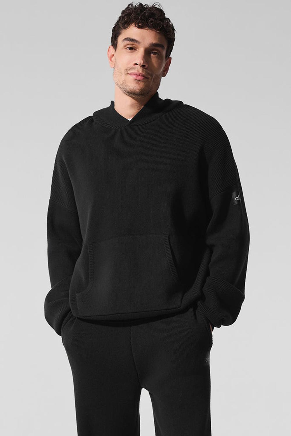 Black Men Alo Yoga Scholar Hooded Sweater | Australia  39042-WITO