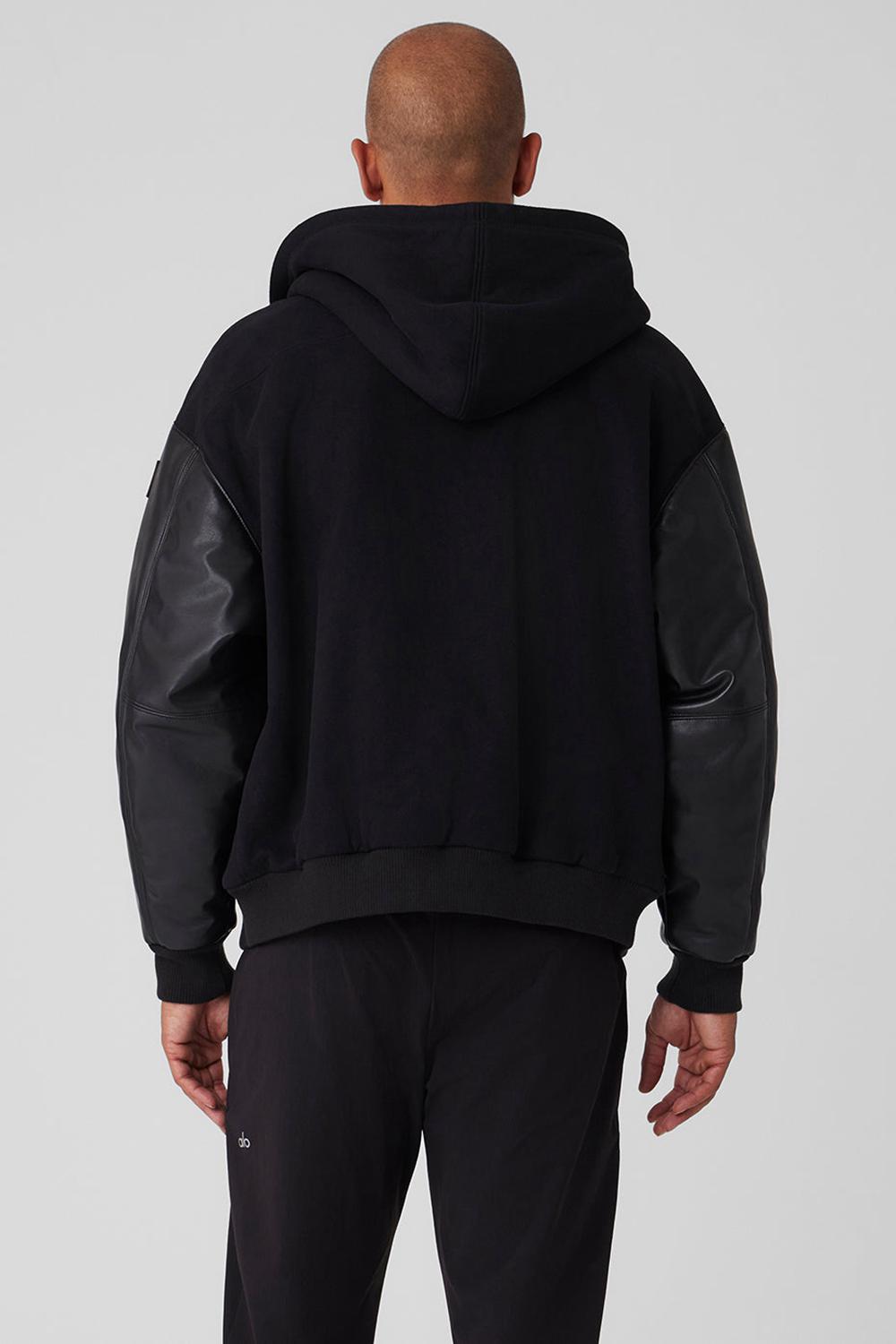 Black Men Alo Yoga Select Hooded Bomber Jacket | Australia  10594-SFCT