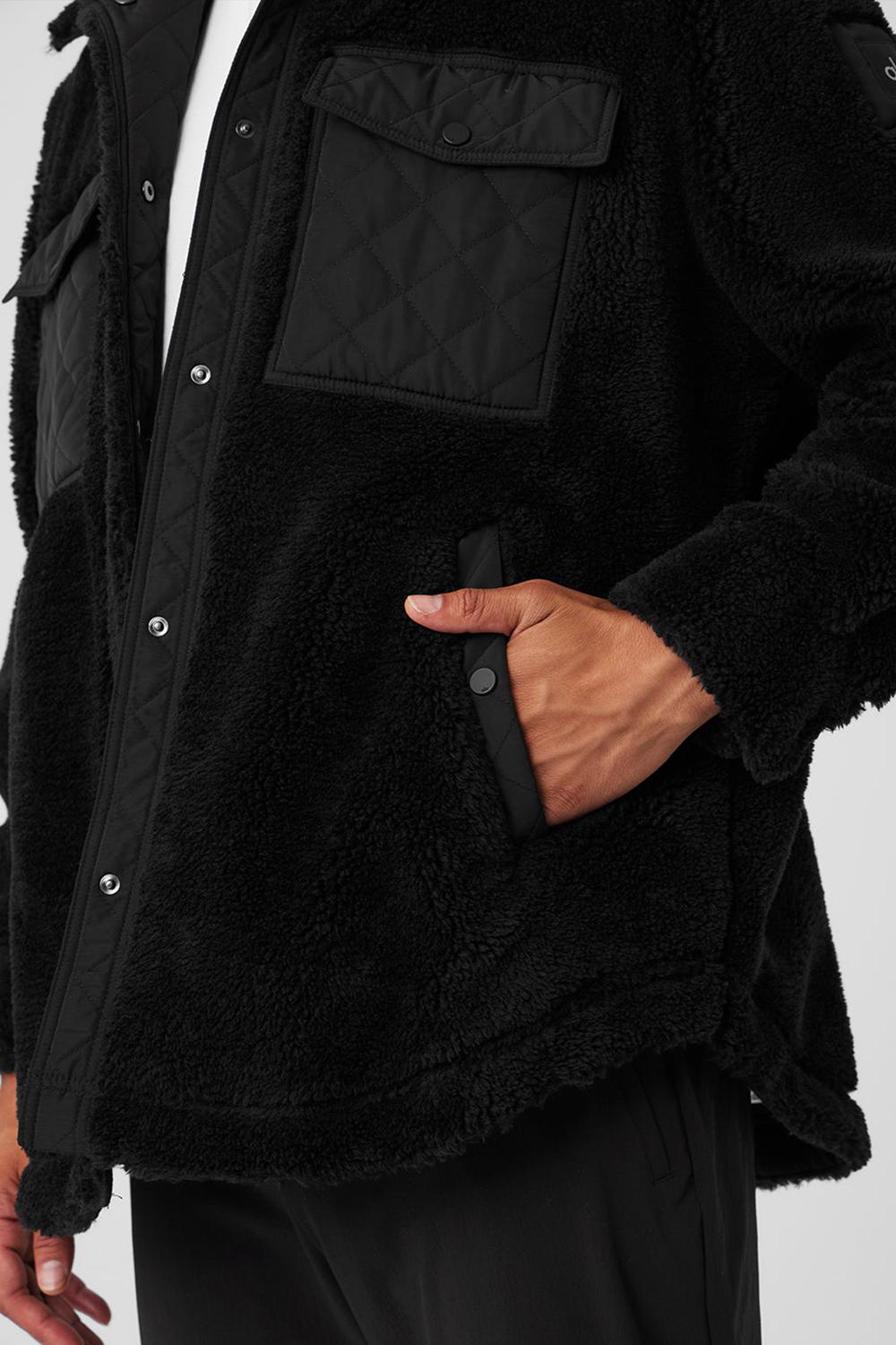 Black Men Alo Yoga Sherpa Edge Shacket Jacket | Australia  51904-XOBQ