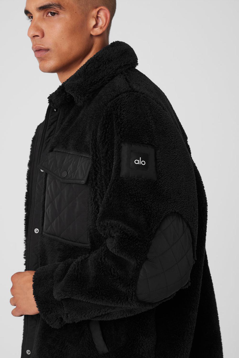 Black Men Alo Yoga Sherpa Edge Shacket Jacket | Australia  51904-XOBQ