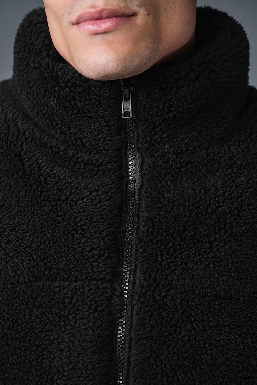 Black Men Alo Yoga Sherpa Stage Puffer Jacket | Australia  42916-DTZB