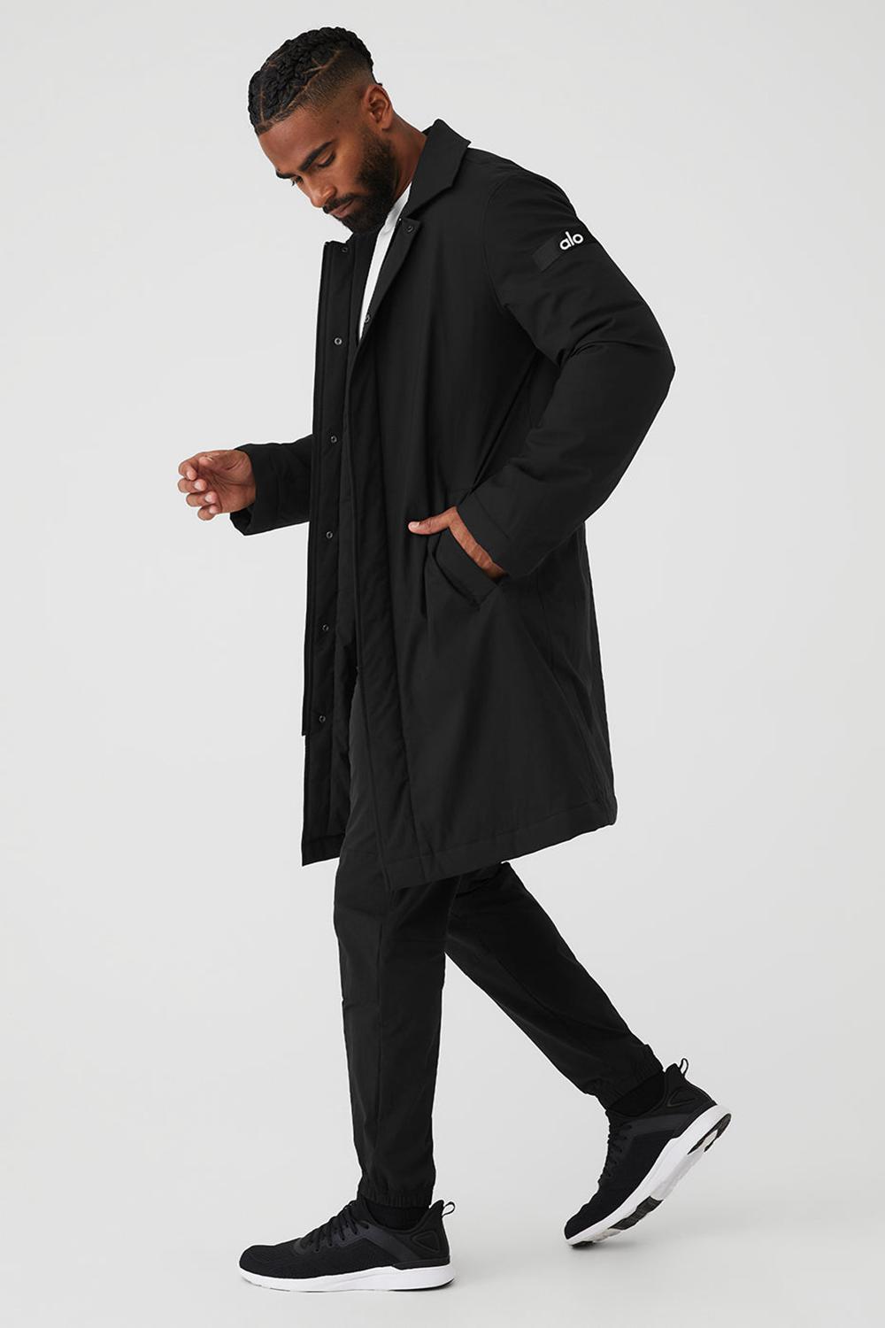 Black Men Alo Yoga Signature Overcoat | Australia  53967-ZVMG