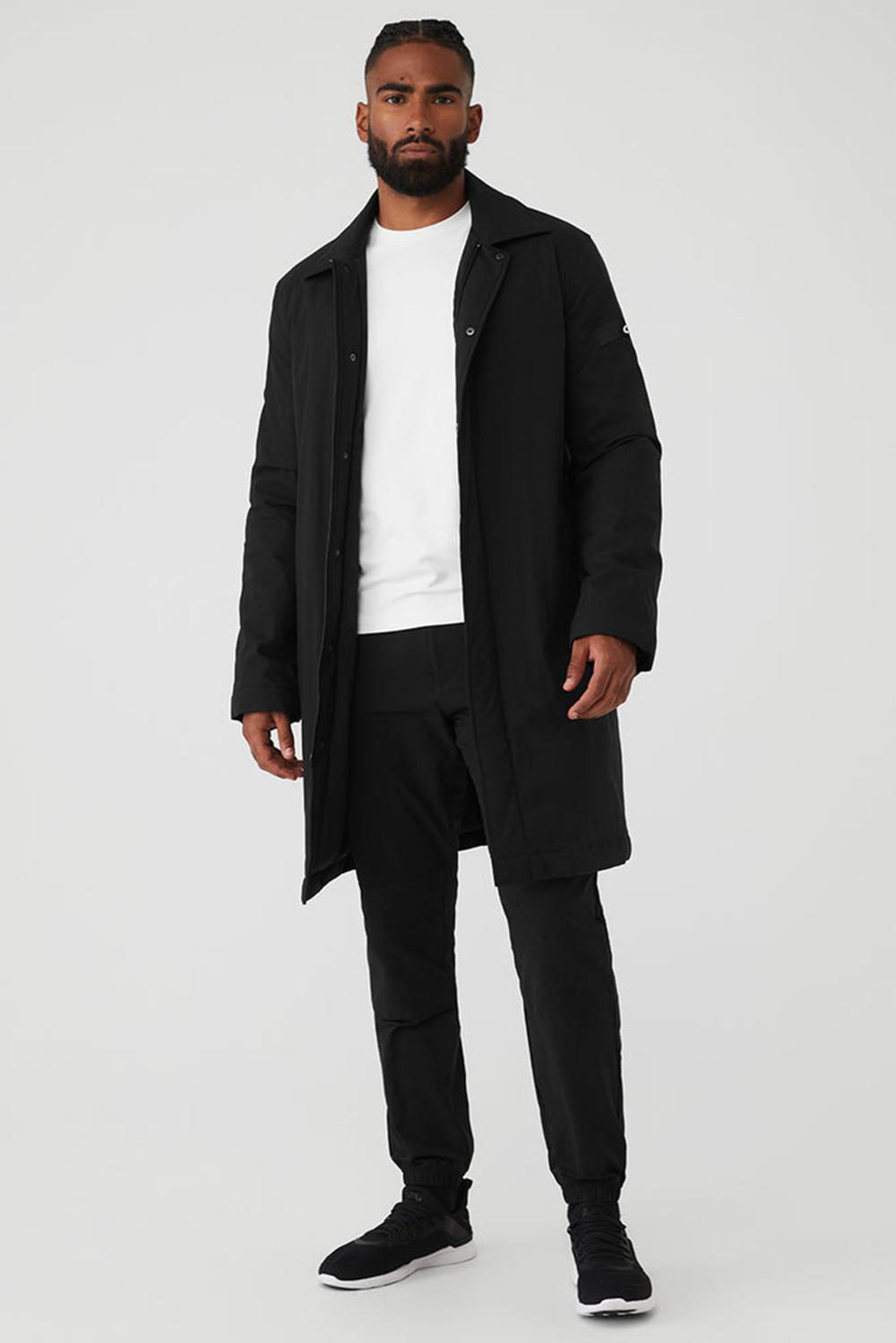 Black Men Alo Yoga Signature Overcoat | Australia  53967-ZVMG