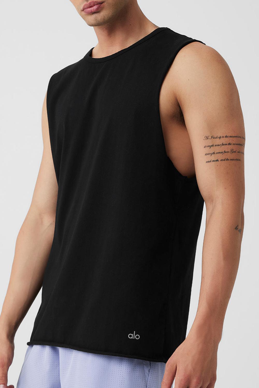 Black Men Alo Yoga Society Raw Edge Tank | Australia  87356-PEUW