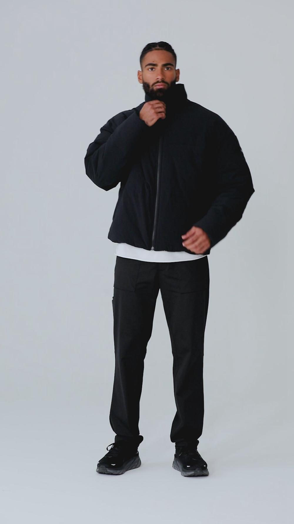 Black Men Alo Yoga Stretch Woven Street Puffer Jacket | Australia  78456-CJPW