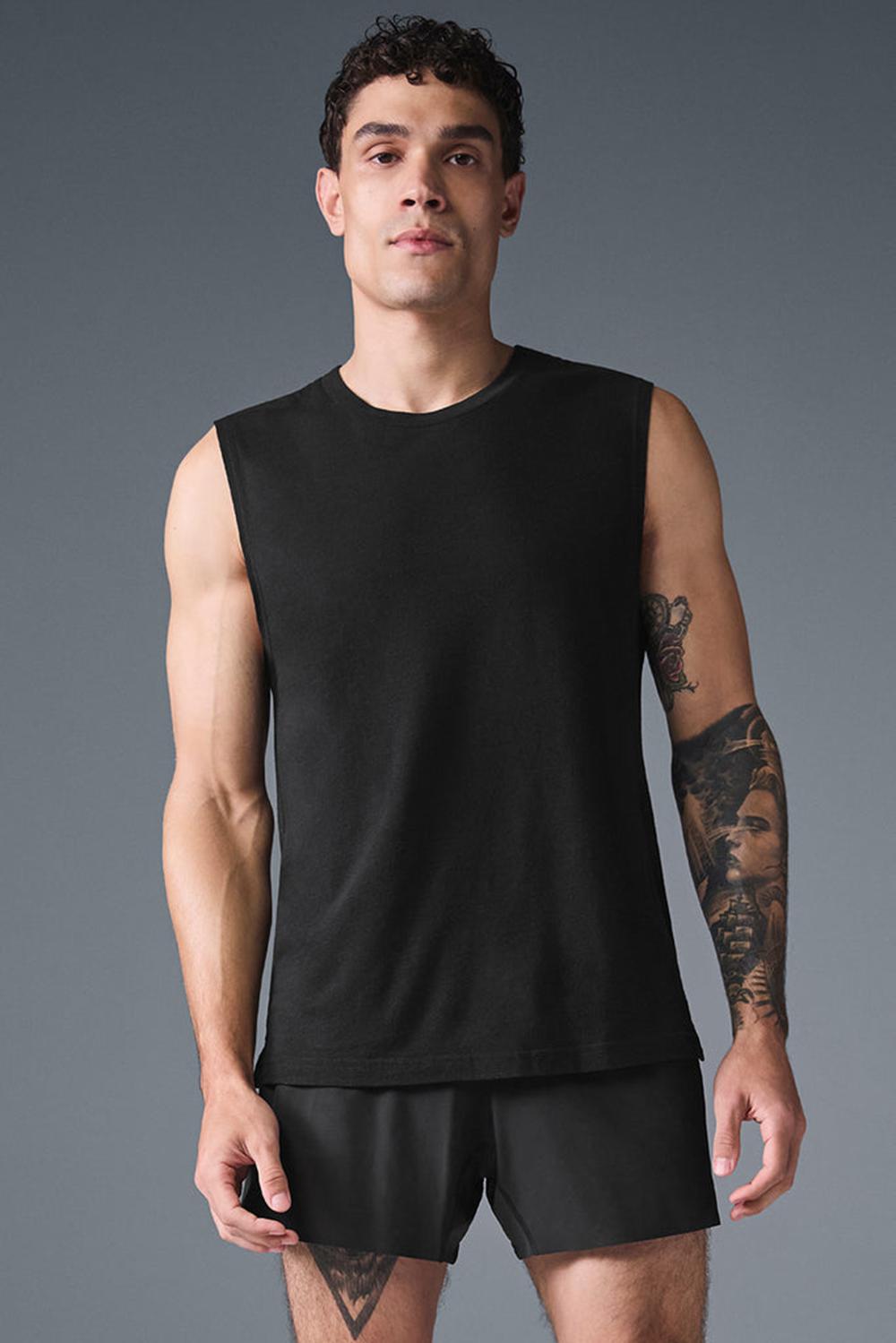 Black Men Alo Yoga The Triumph Muscle Tank | Australia  86742-MSWI