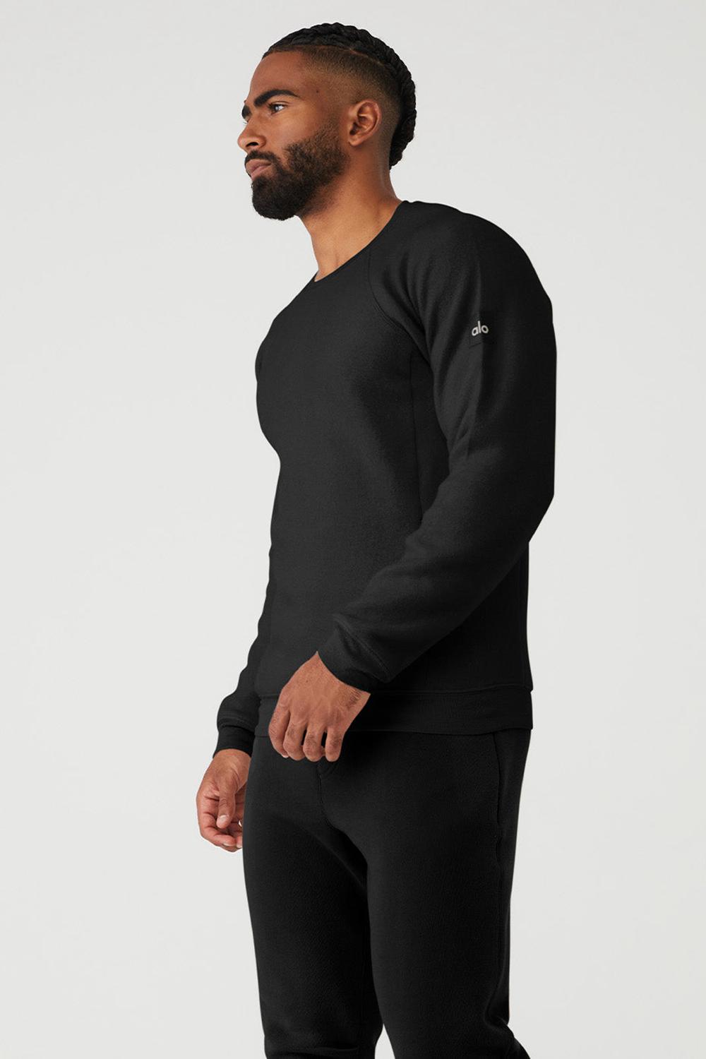 Black Men Alo Yoga Triumph Crew Neck Sweatshirt | Australia  06752-GLSP