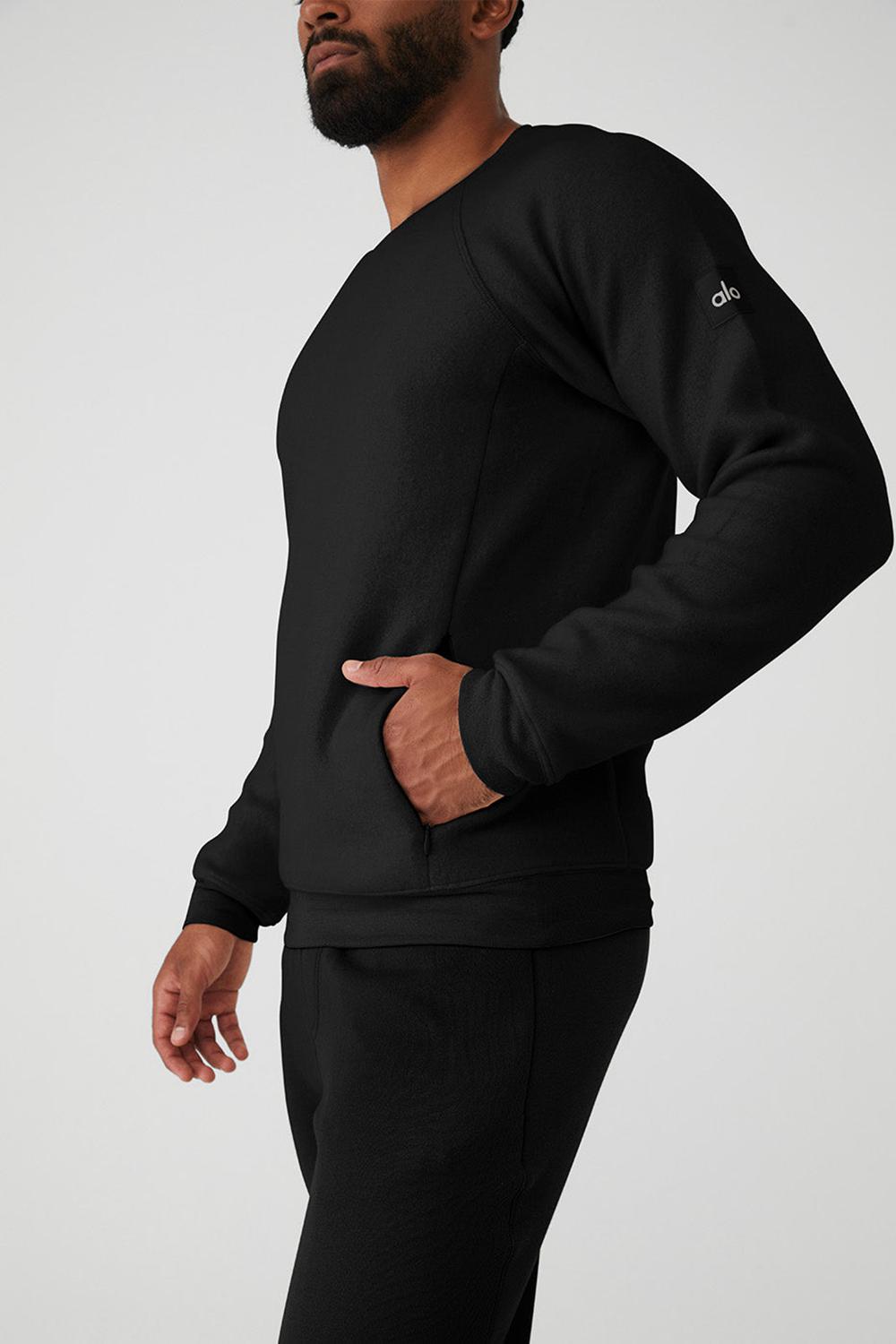 Black Men Alo Yoga Triumph Crew Neck Sweatshirt | Australia  06752-GLSP