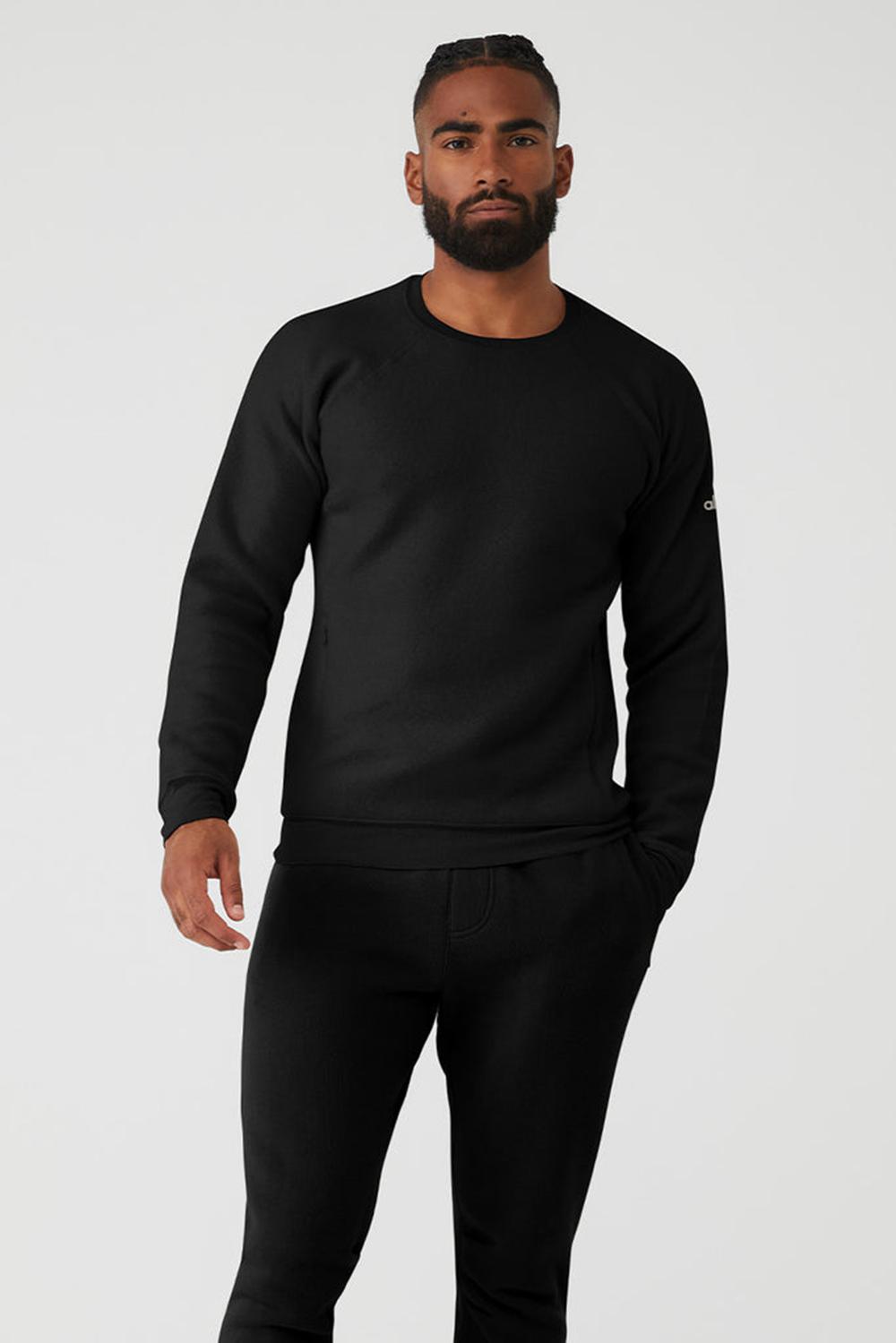 Black Men Alo Yoga Triumph Crew Neck Sweatshirt | Australia  06752-GLSP