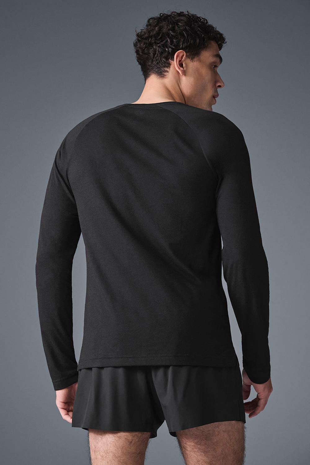 Black Men Alo Yoga Triumph Long Sleeve Tee | Australia  91368-NWTV