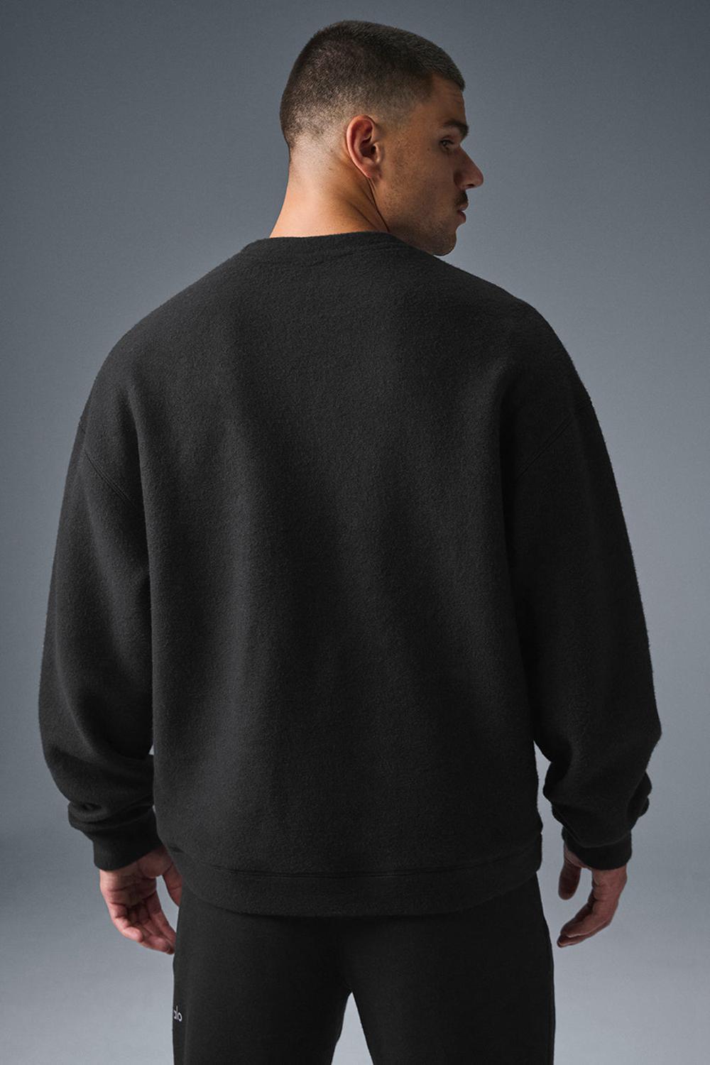 Black Men Alo Yoga Triumph Restore Crew Neck Sweatshirt | Australia  64105-TESF