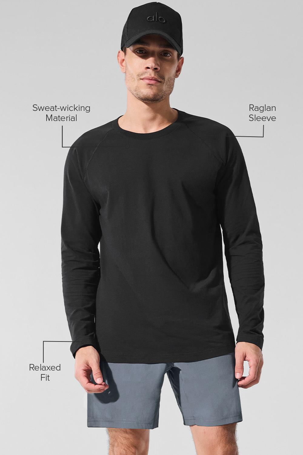 Black Men Alo Yoga Vapor Crewneck Long Sleeve | Australia  76031-DOTW