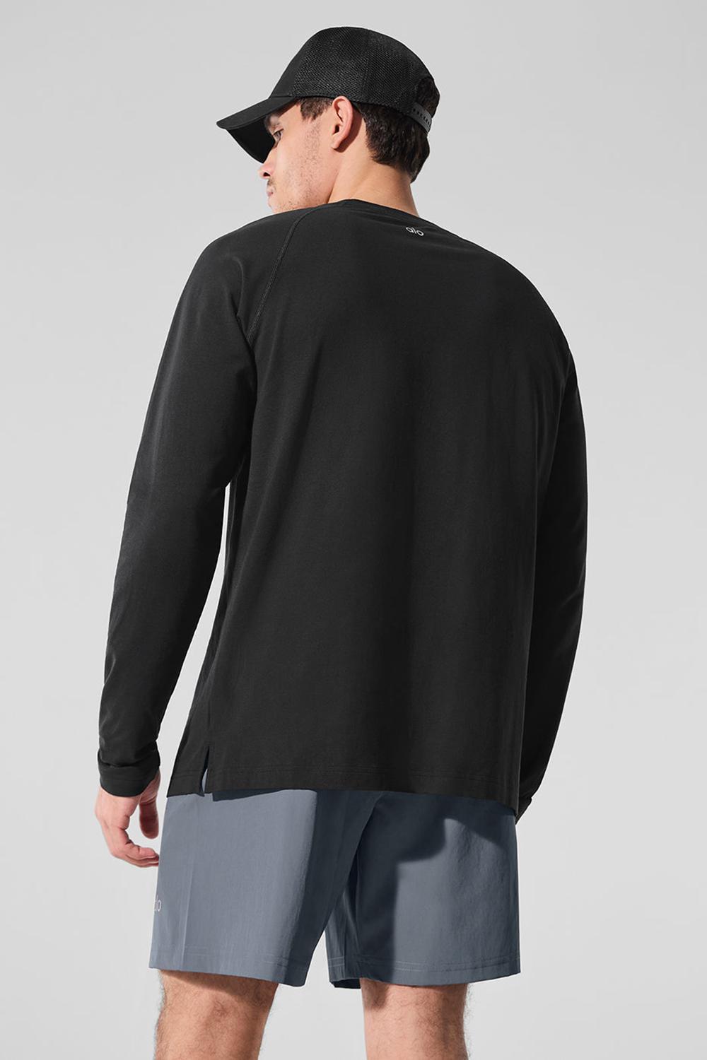 Black Men Alo Yoga Vapor Crewneck Long Sleeve | Australia  76031-DOTW