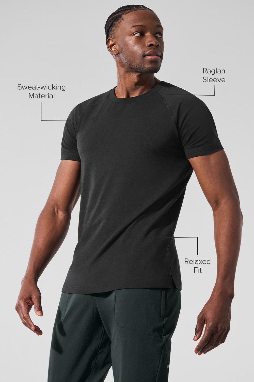 Black Men Alo Yoga Vapor Crewneck Short Sleeve | Australia  90617-RUEY