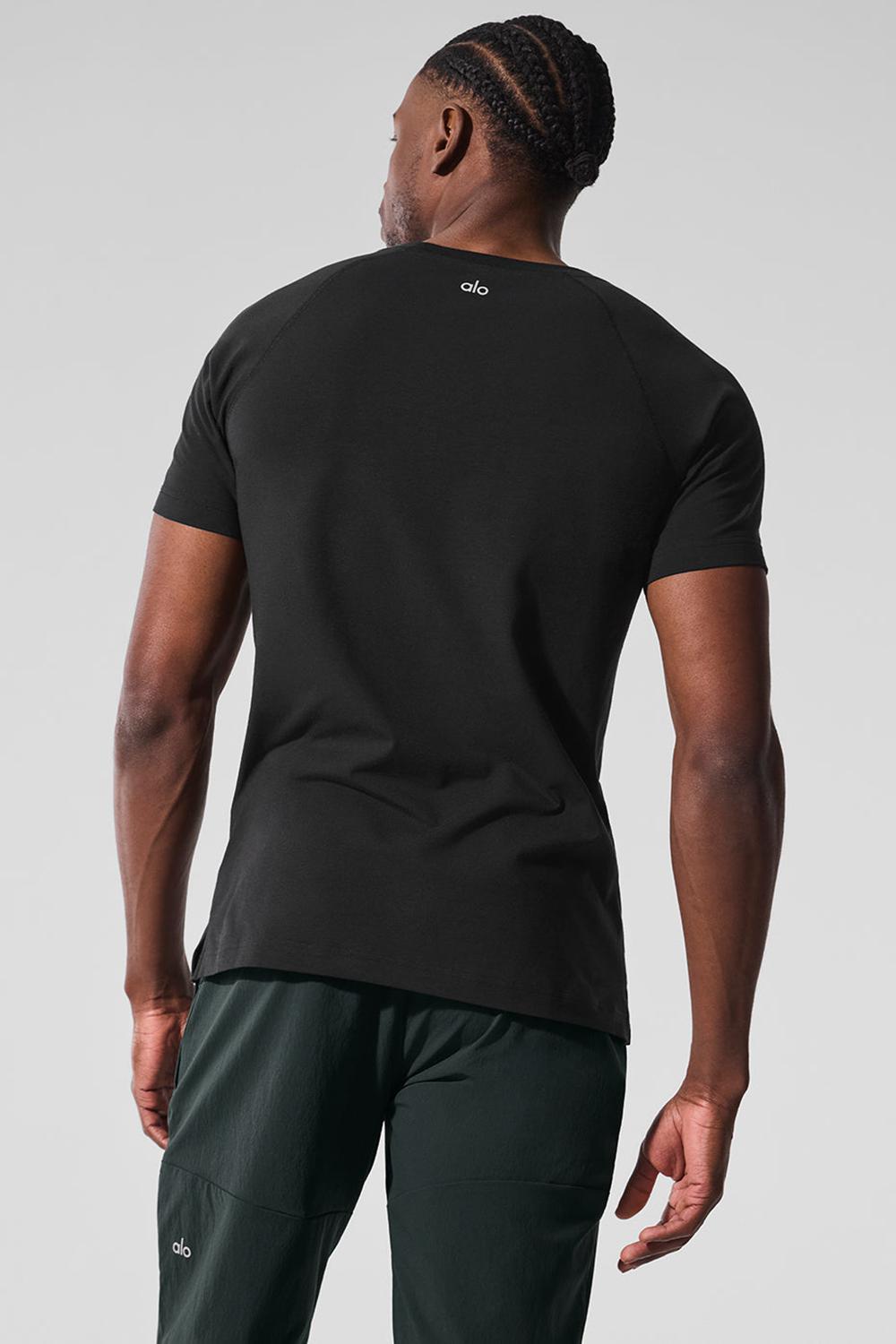 Black Men Alo Yoga Vapor Crewneck Short Sleeve | Australia  90617-RUEY
