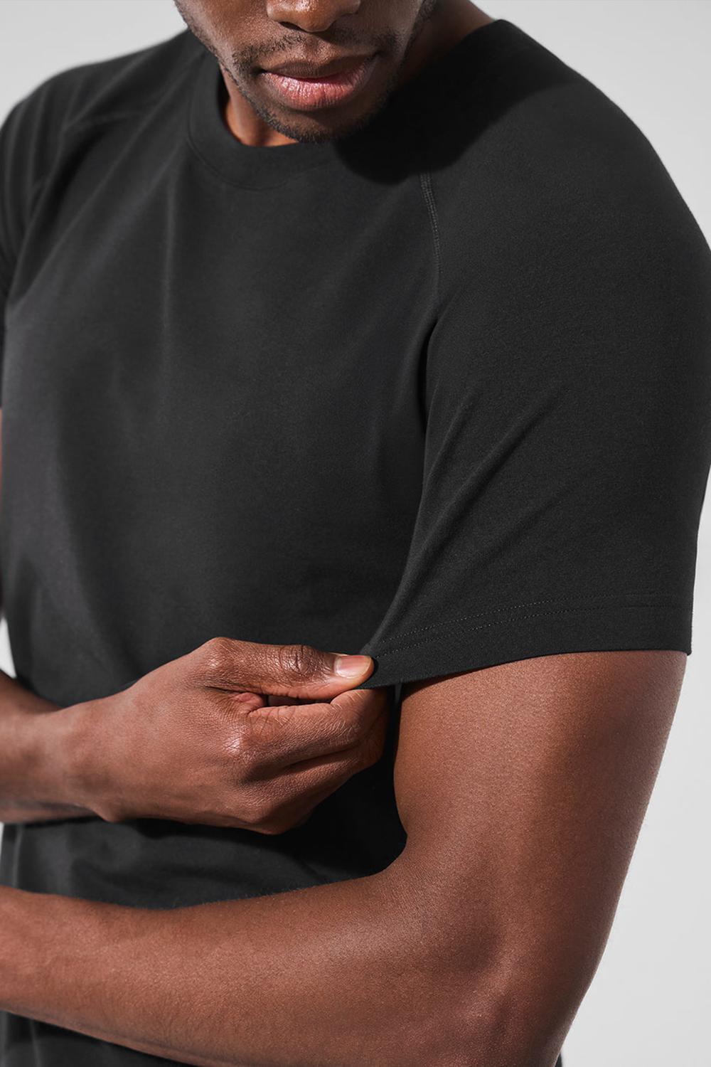 Black Men Alo Yoga Vapor Crewneck Short Sleeve | Australia  90617-RUEY