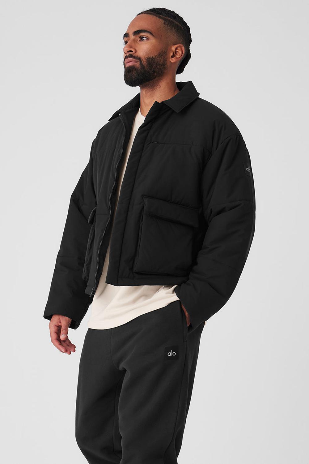 Black Men Alo Yoga Voyage Utility Cargo Jacket | Australia  16783-ZAUR