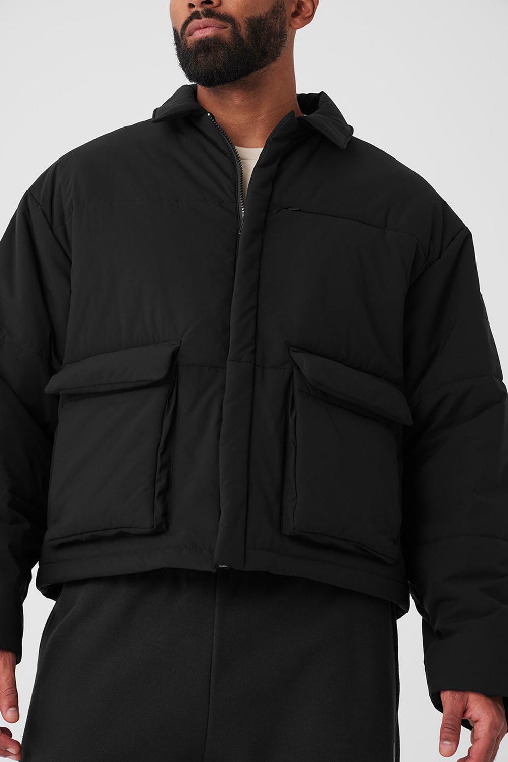 Black Men Alo Yoga Voyage Utility Cargo Jacket | Australia  16783-ZAUR
