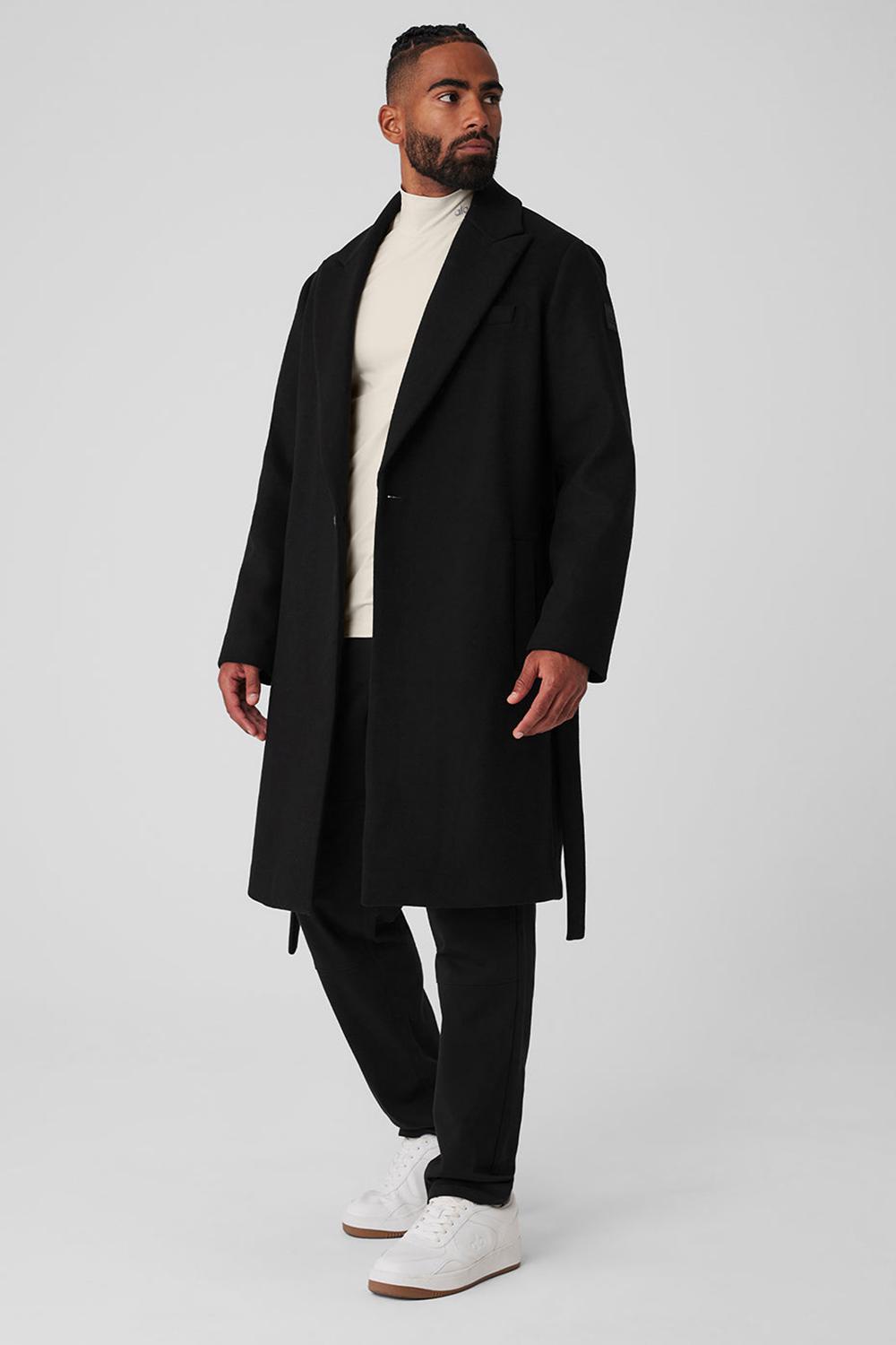 Black Men Alo Yoga Wool Gameday Overcoat | Australia  72196-UJAW